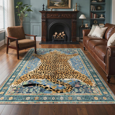 Alfombra leopardo 6x9ft lavable antideslizante sala