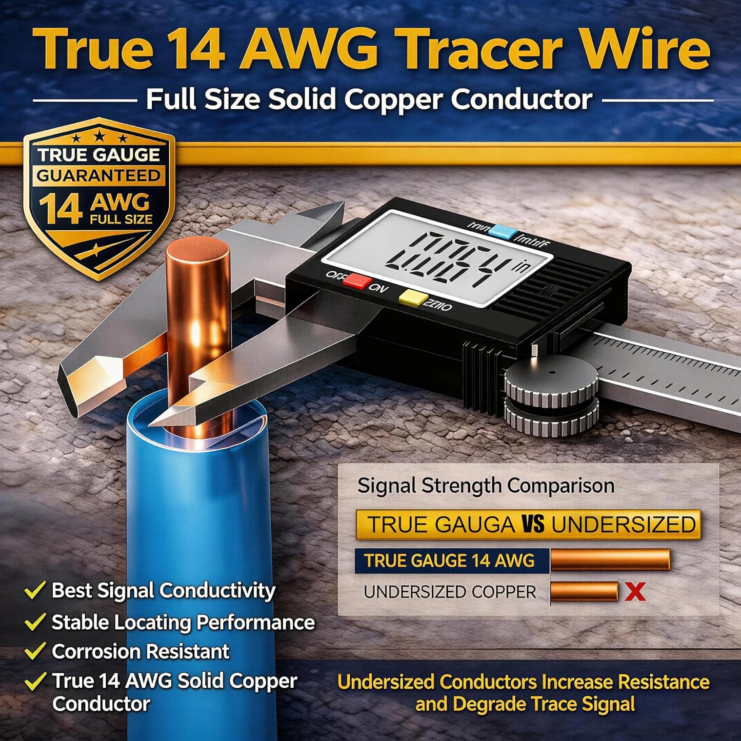Cable trazador 14 AWG 100% cobre sólido HDPE resistente
