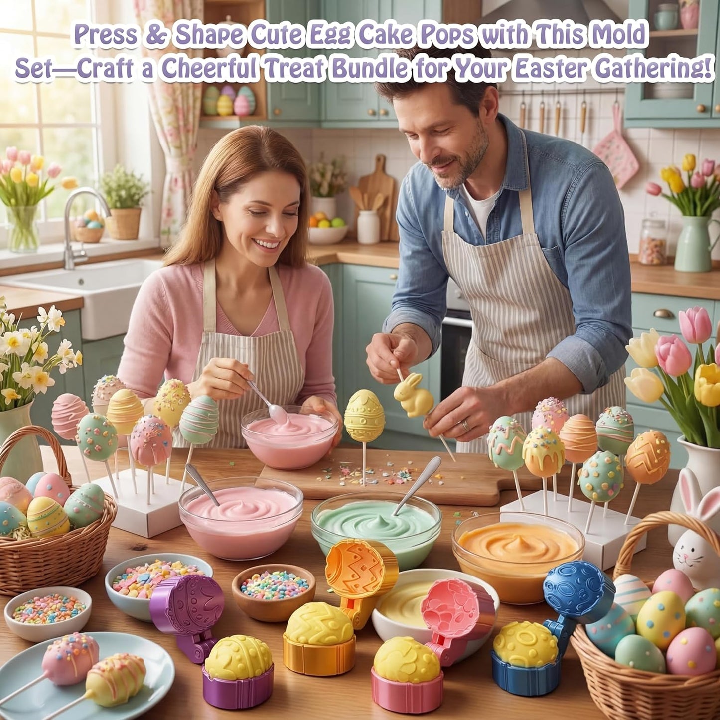 Juego de 4 moldes para pastel de Pascua con 200 palitos y herramientas 3D