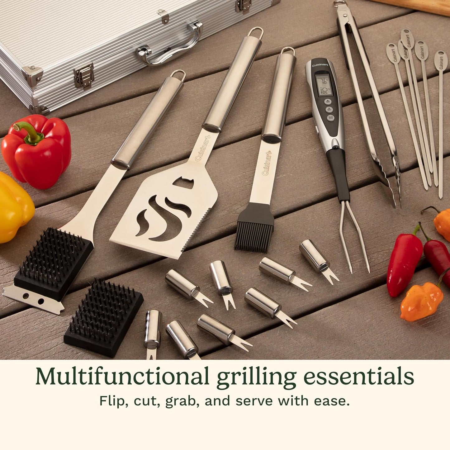 Juego 20 Pzas Herramientas Parrilla Acero Inox Estuche Aluminio