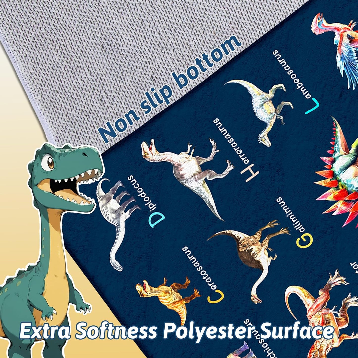 Alfombra dinosaurio 9x12ft educativa ABC suave antideslizante