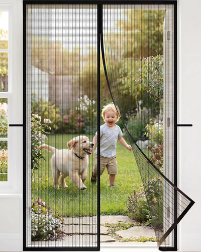 Puerta mosquitera magnética malla duradera para patio y niños