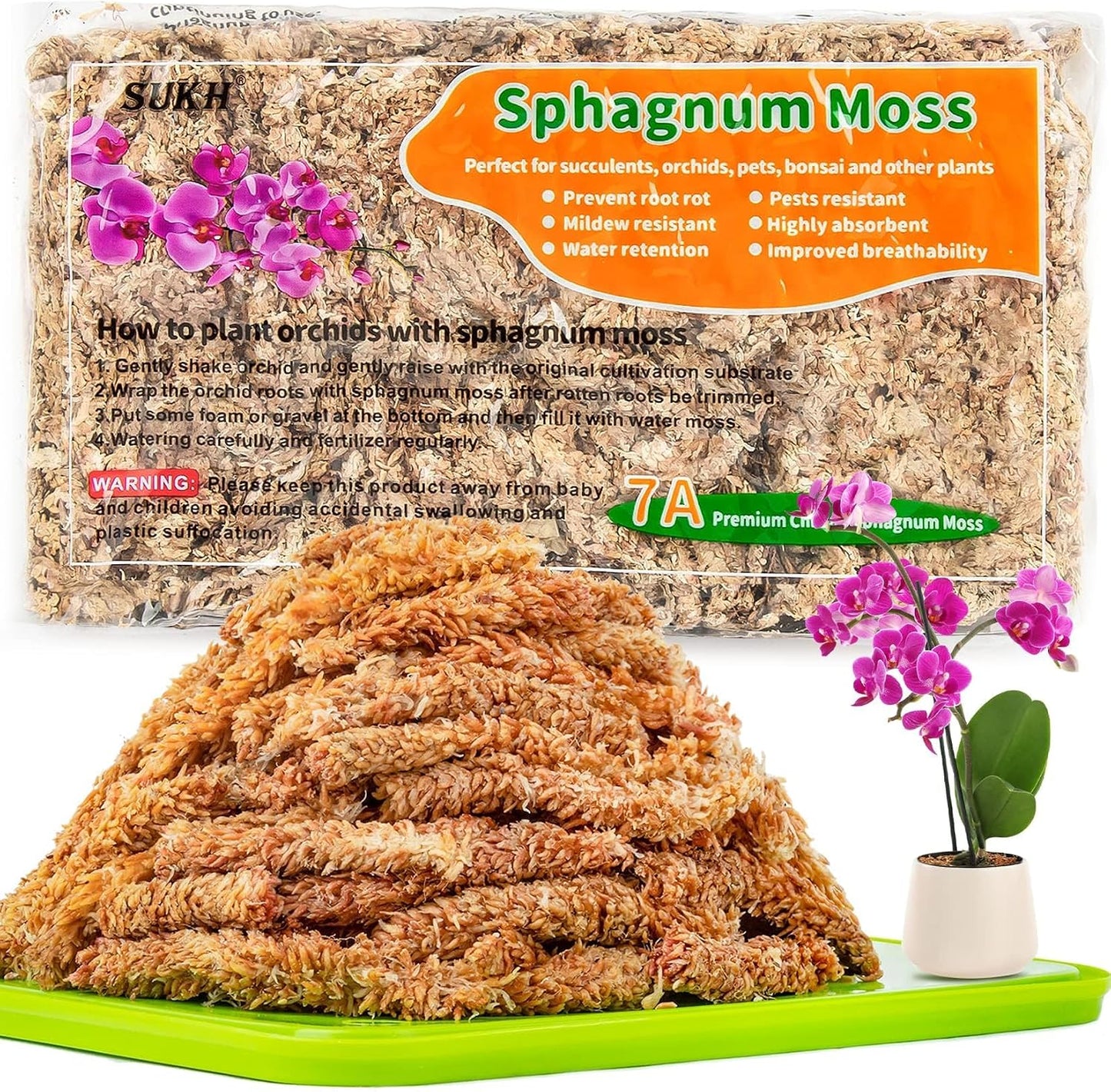 Musgo esfagno para orquídeas fibra larga 3oz