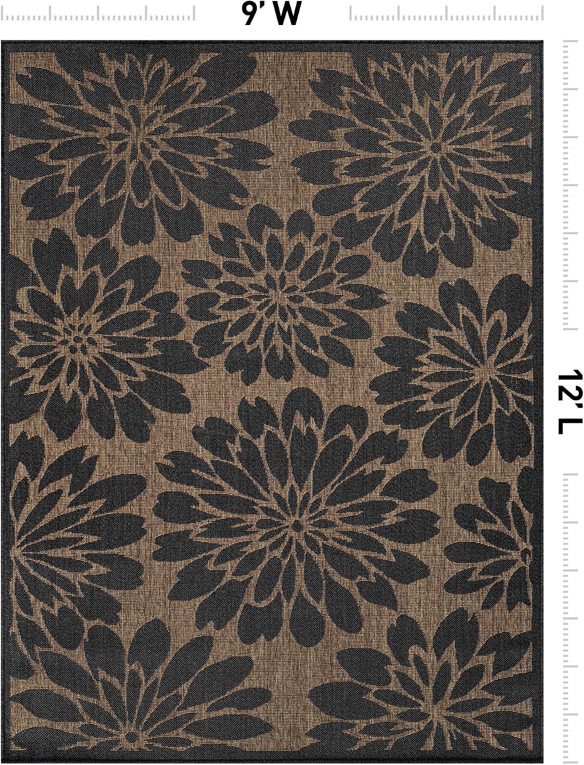 Alfombra tejida plana yute 9x12ft gris oscuro/natural