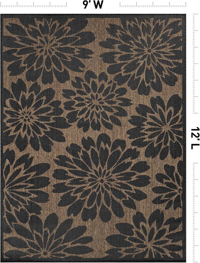 Alfombra tejida plana yute 9x12ft gris oscuro/natural