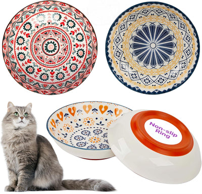 3 Pzas Cuencos Cerámica Gatos Antideslizantes Anchos