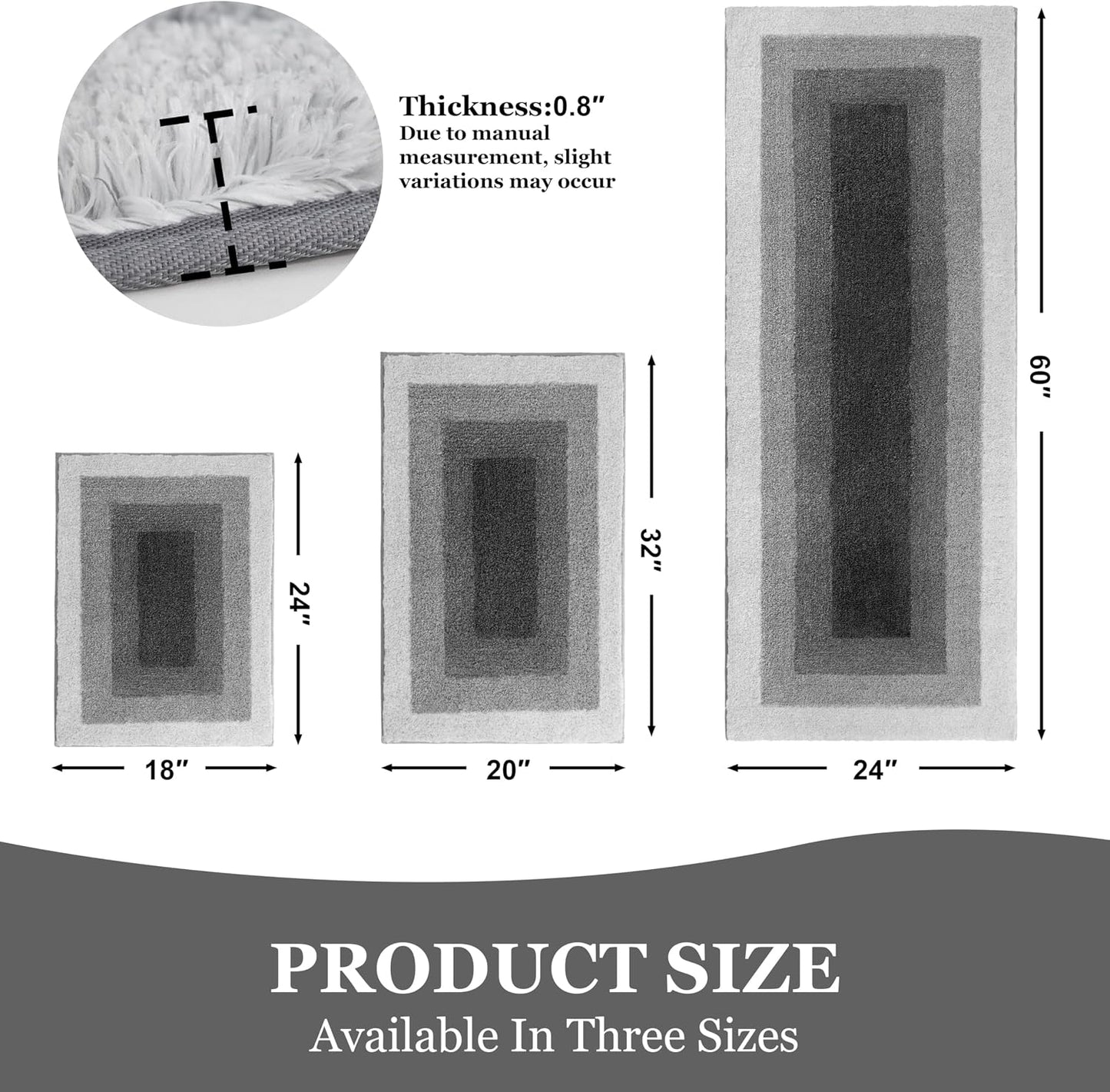 Alfombras baño 18x24pulg antideslizantes microfibra suaves gris