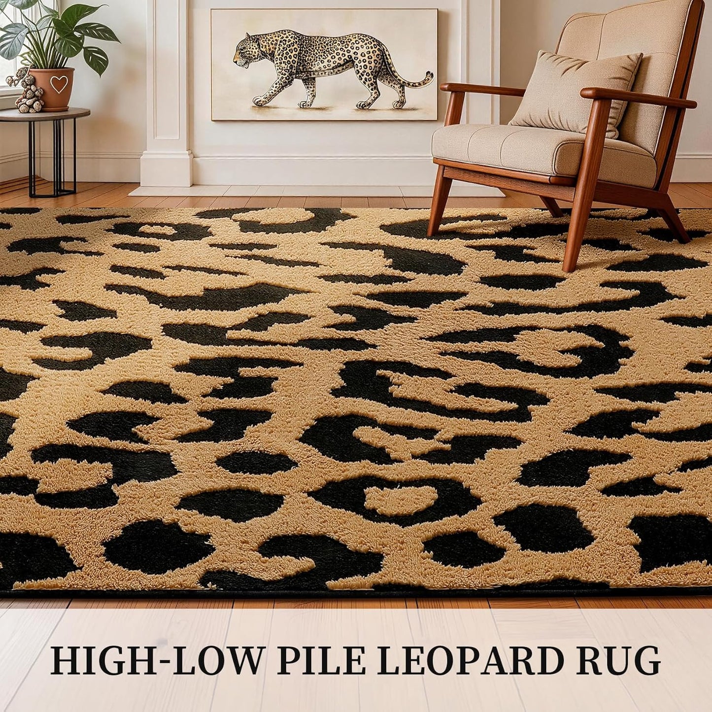 Alfombra leopardo 8x10ft felpa suave antideslizante sala dormitorio