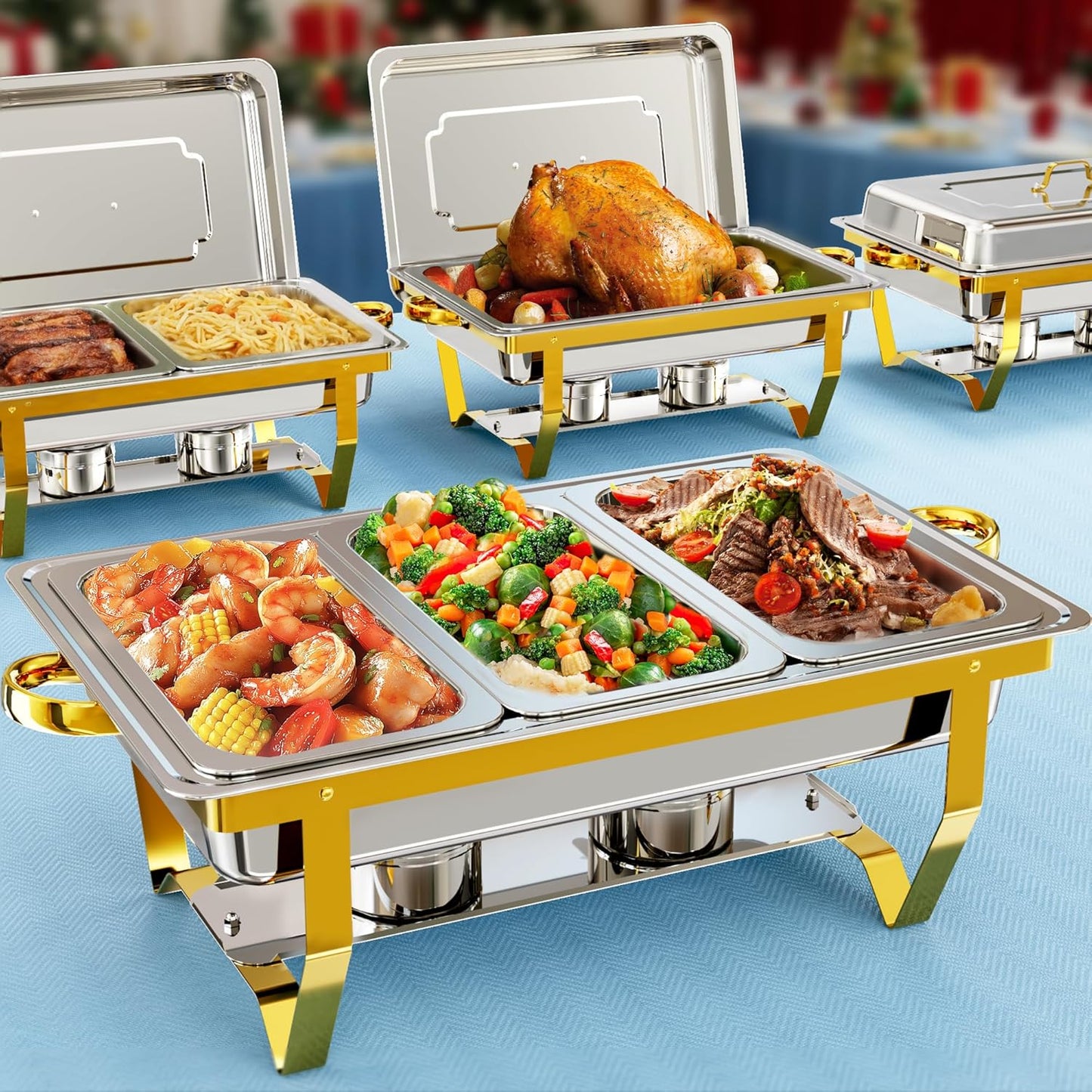 Platos Rectangulares 9.5qt Pack 4 Dorado Plateado