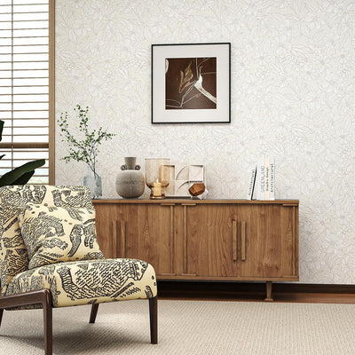 Papel tapiz autoadhesivo vintage flores beige 17.3x120pulg