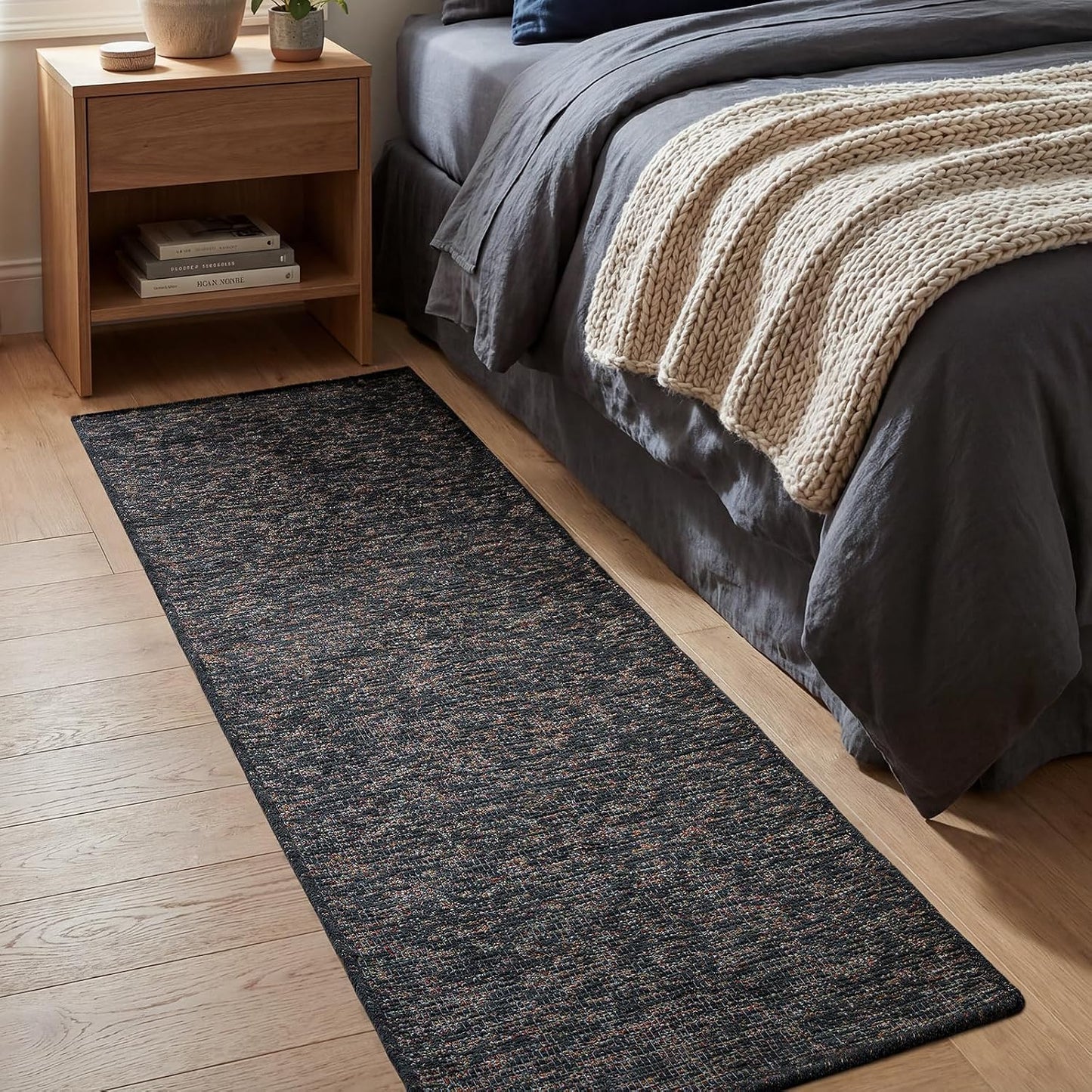 Alfombra bohemia lavable 2x8ft algodón antideslizante sala