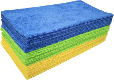 Paño microfibra ultrasónico 14x14pulg set 36 azul verde amarillo