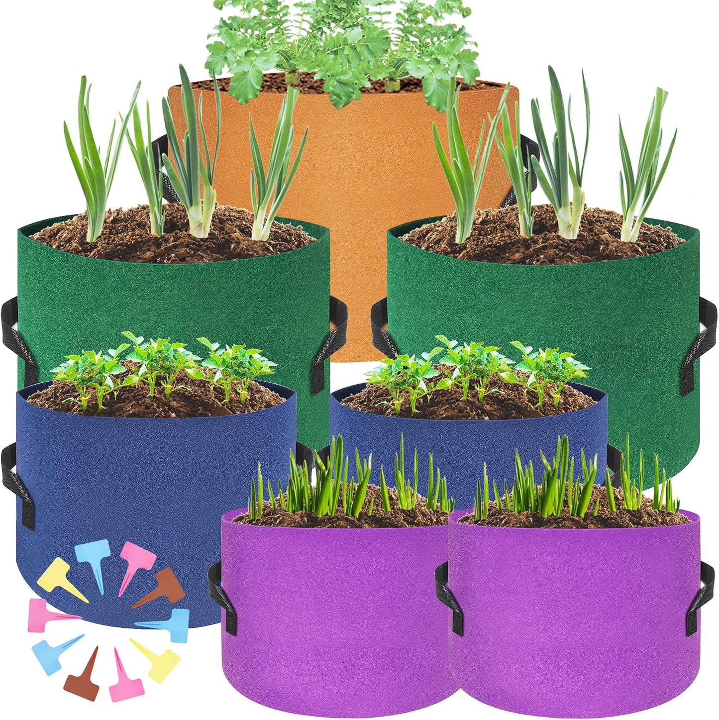 7 Pzas Bolsas Cultivo 14oz 10-3gal con Etiquetas