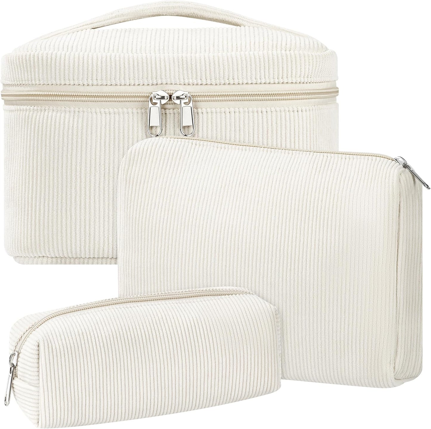 Set 3 Pzas Bolsas Maquillaje Acolchadas Pana Cuadros con Cremallera