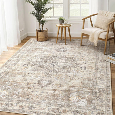 Alfombra vintage floral 6x9pulg suave antideslizante