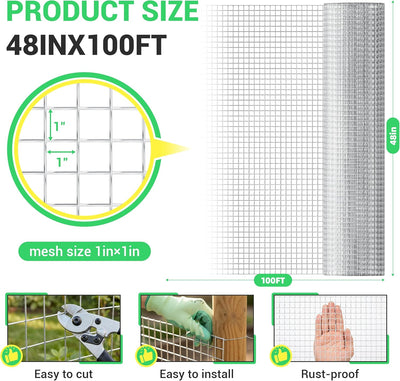 Paño hardware 1pulg 48x100ft alambre galvanizado jaula aves