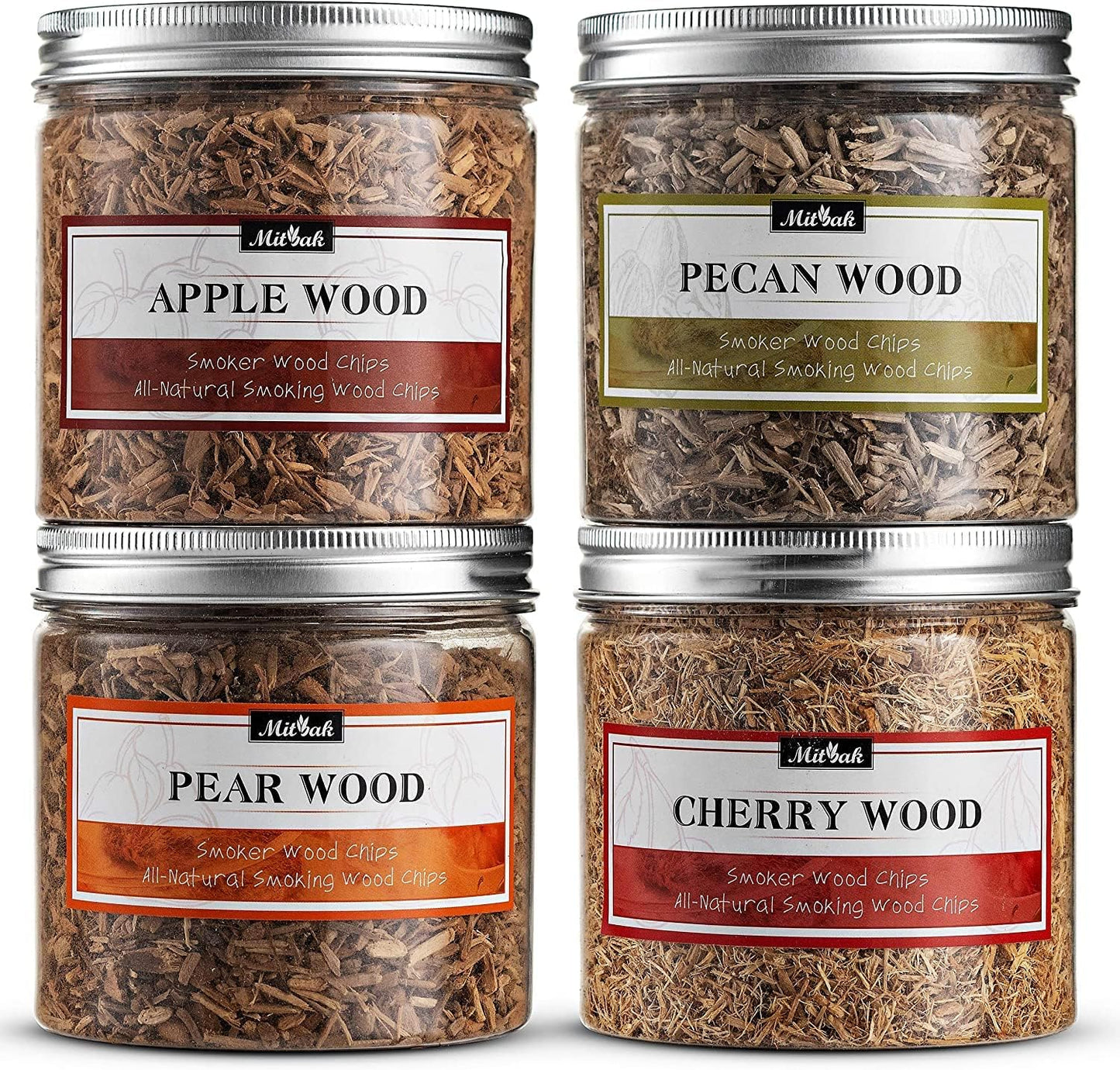Astillas madera ahumar set 4 manzana cereza nuez pera 4oz