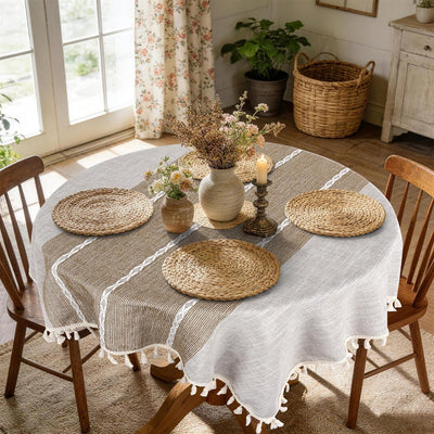 Mantel cuadrado bohemio pequeño 36 x 36 pulgadas funda lino para mesa de café redonda