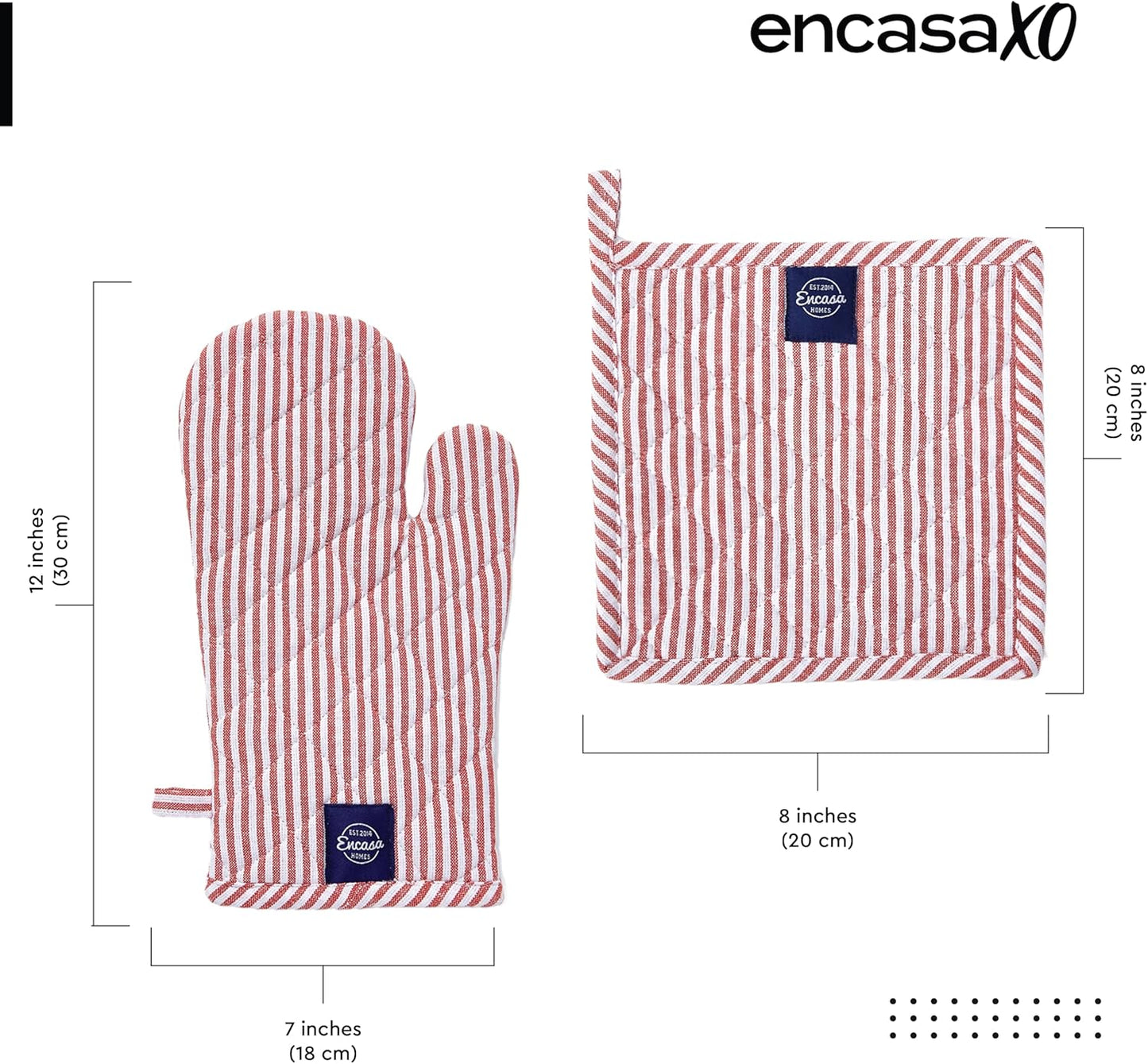 Juego de guantes de horno y agarraderas 100% algodón resistentes al calor con bucle