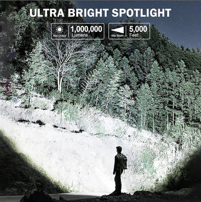Linterna LED recargable USB solar 2 millones lúmenes camping