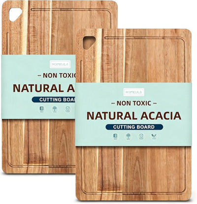 Tabla de cortar de madera de acacia para cocina con colgante, 2 unidades