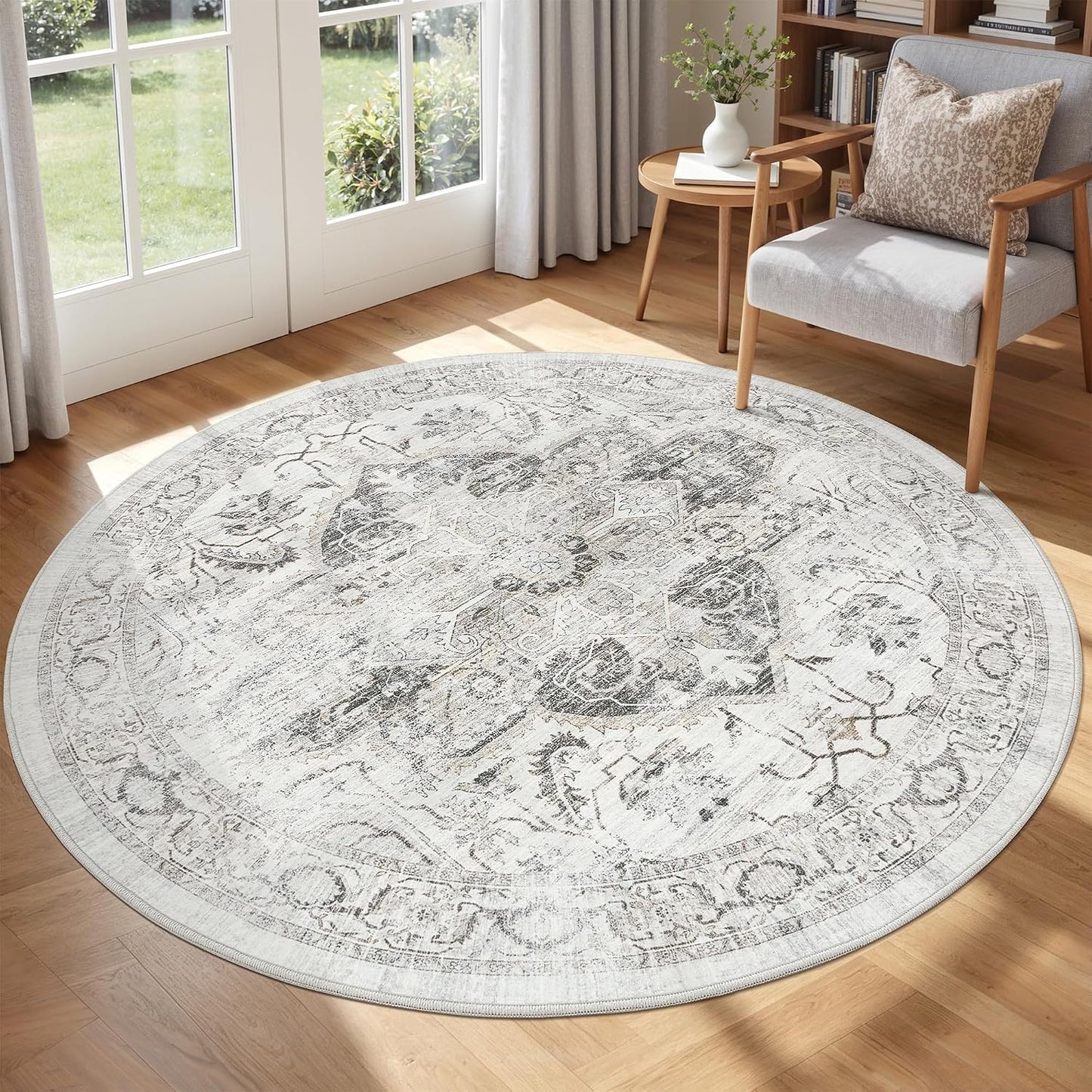Tapete redondo 6ft resistente manchas para sala dormitorio