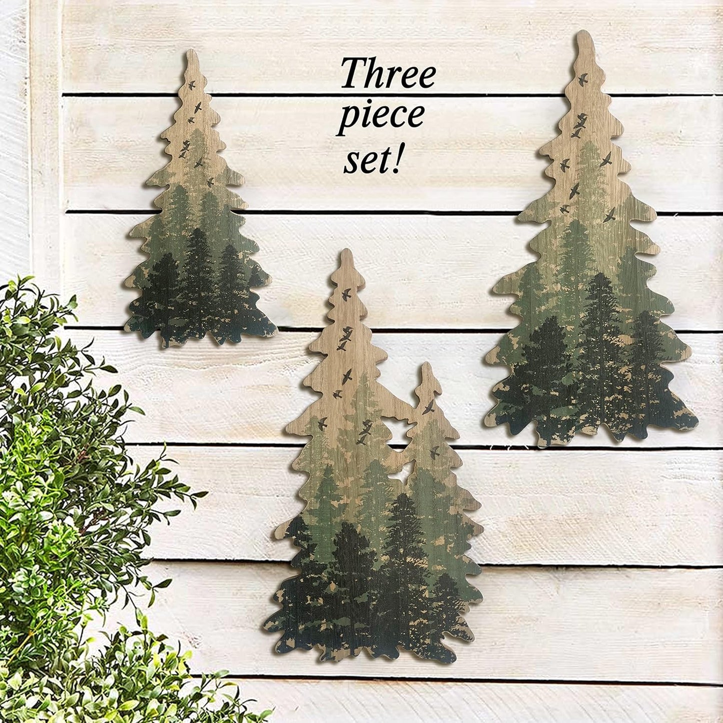 Juego 3 Pinturas Pared Bosque Decoraciones
