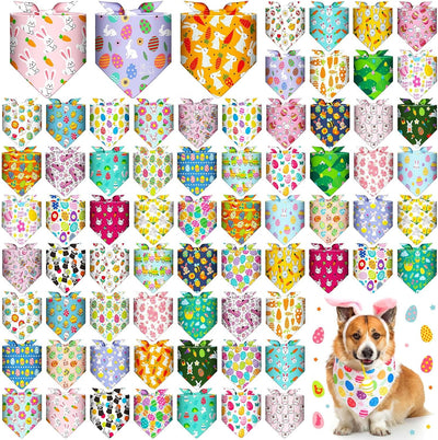 72 Bandanas Pascua para Perros Lavables Triangulares Ajustables