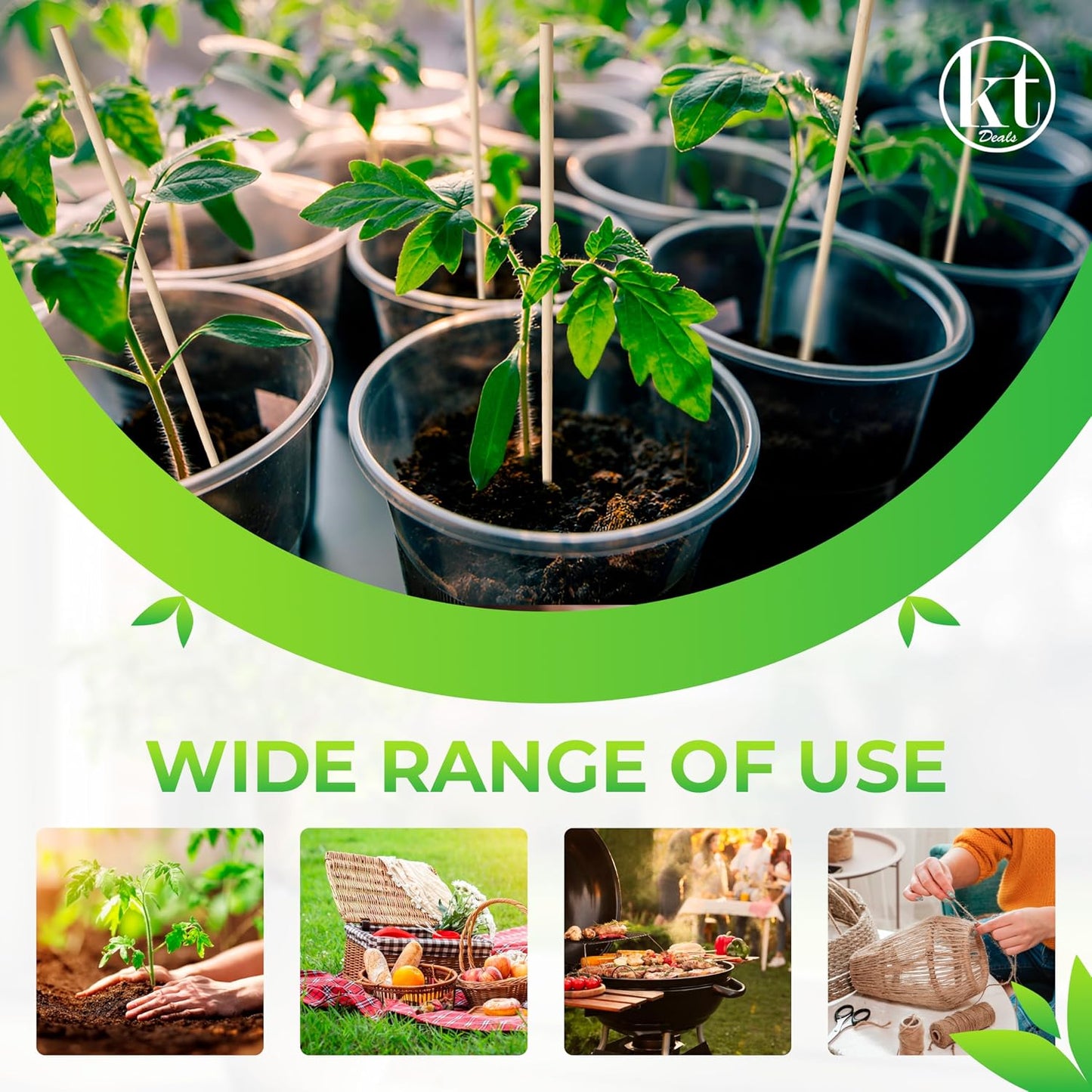100 Estacas Bambú 16pulg para Jardinería y Manualidades