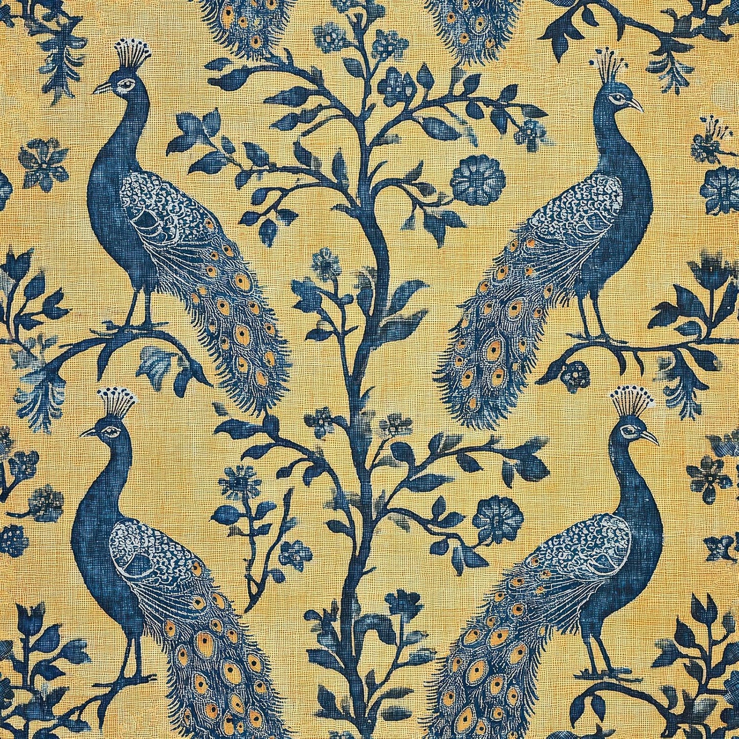 Papel tapiz vintage floral azul despegable y pegable