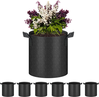 6 Pzas Bolsas Cultivo 2gal Tela Aireación Asa Negro