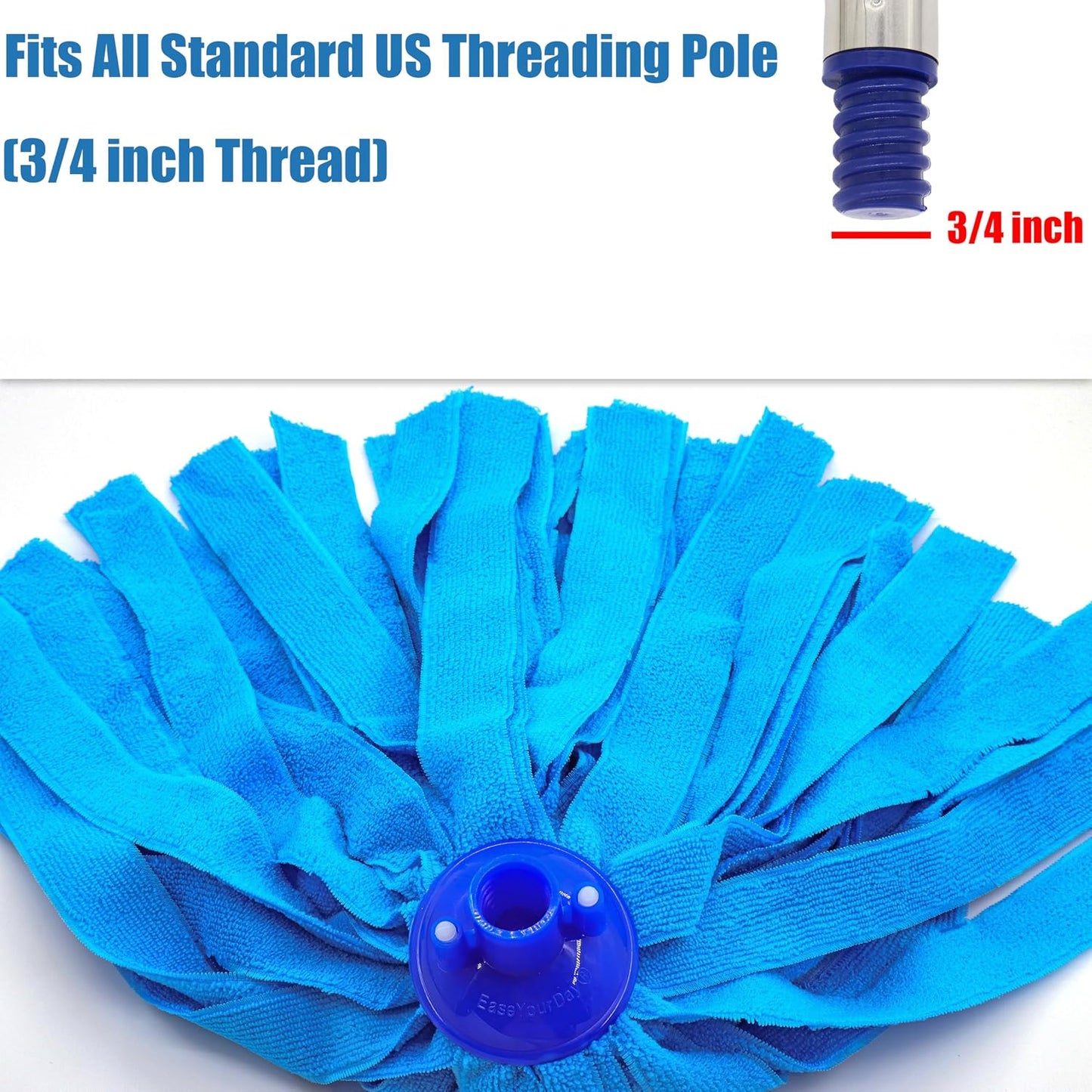 6 Pzas Trapeador Microfibra Azul Comp 0.8pulg