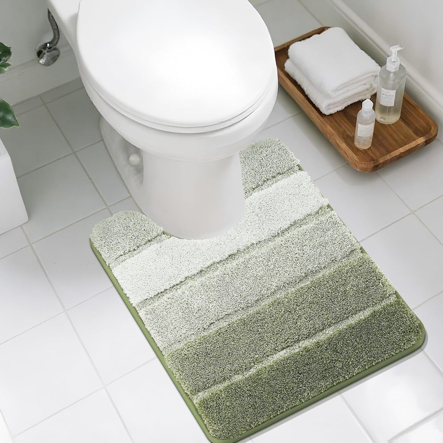 Alfombras inodoro forma U 24x20pulg antideslizante verde