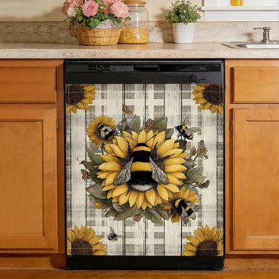 Funda magnética retro abeja girasol para lavavajillas y frigorífico
