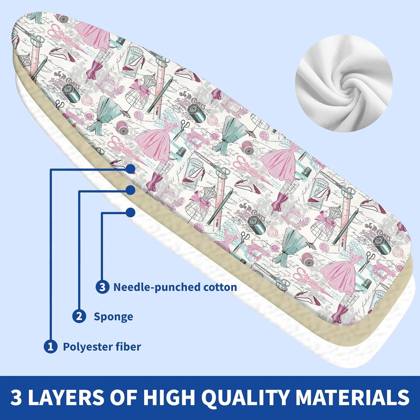 Funda plancha acolchado grueso resistente con cinta mágica