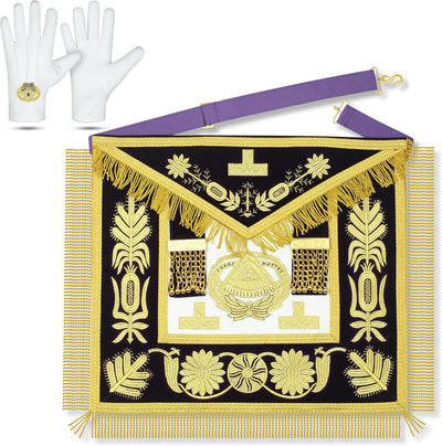 Delantal Masonic 18x16 Dorado Algodón Bordado