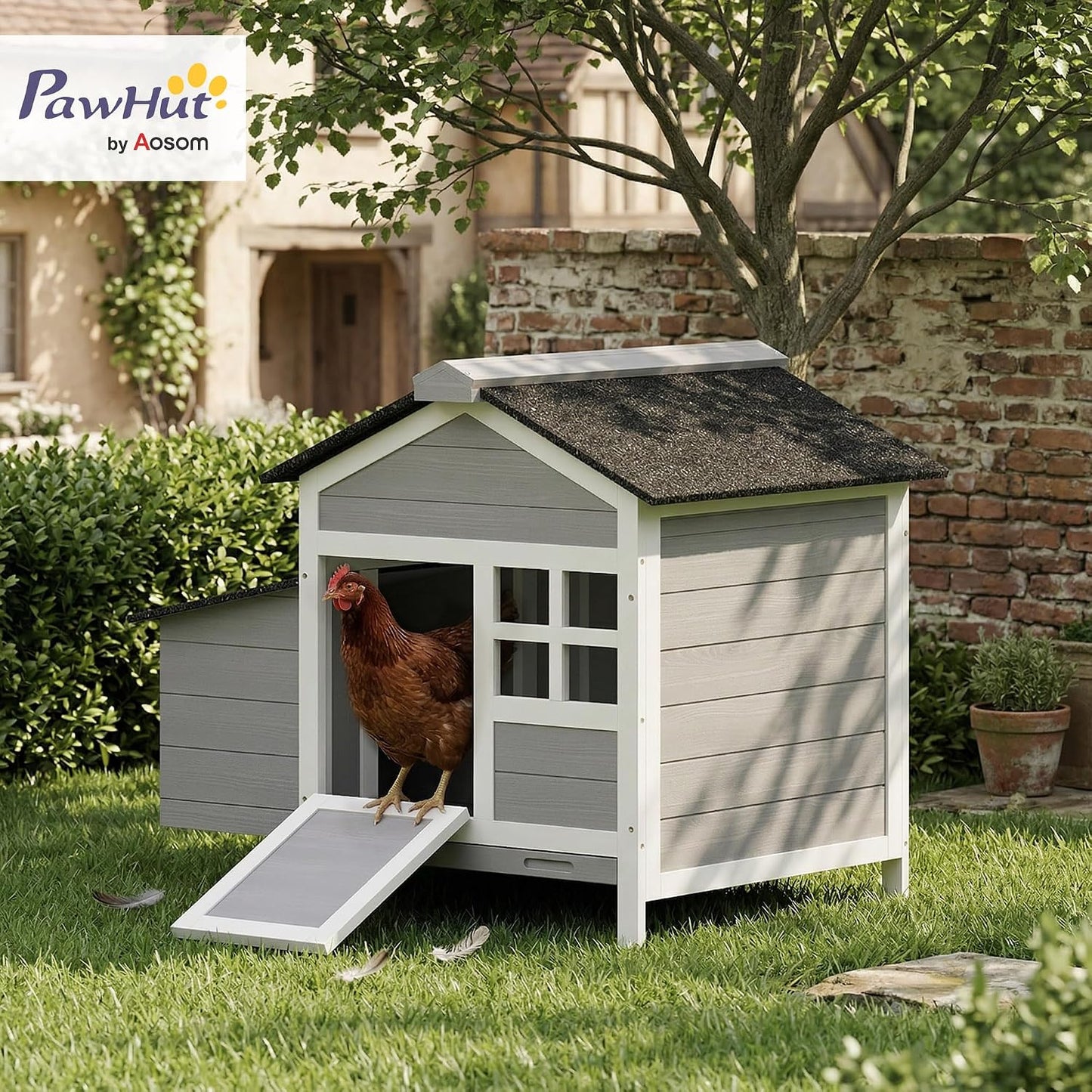 Gallinero madera 36x25x27pulg para 1-2 pollos patos