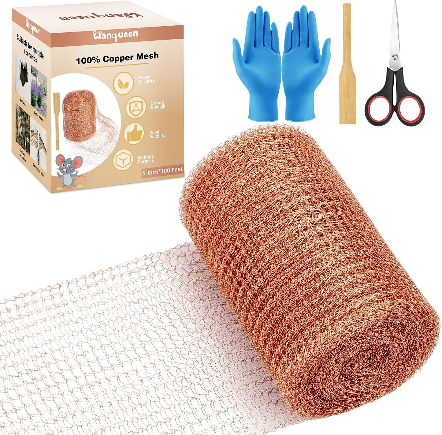 Rollo malla cobre 5pulg x100pies relleno trampa ratones
