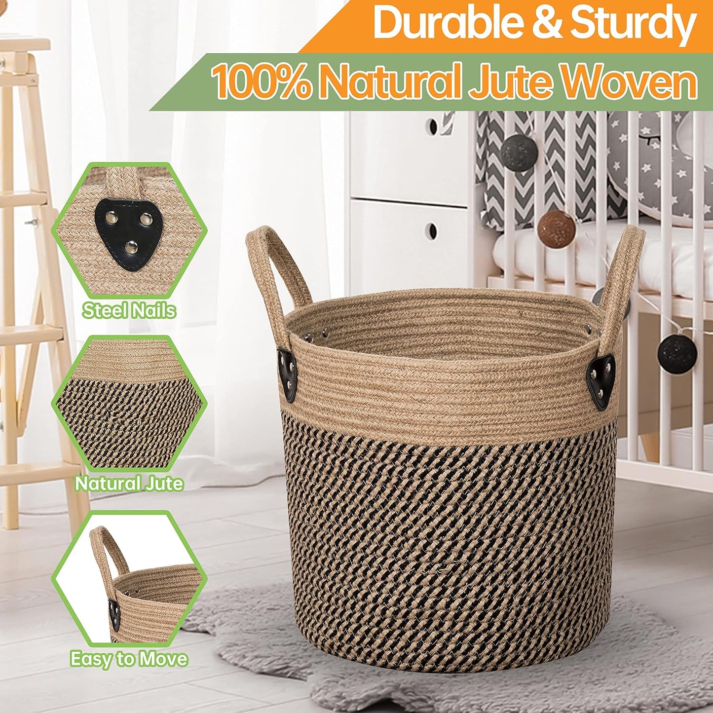 Cesta yute soporte macetas 10x10pulg asas cubierta bohemia