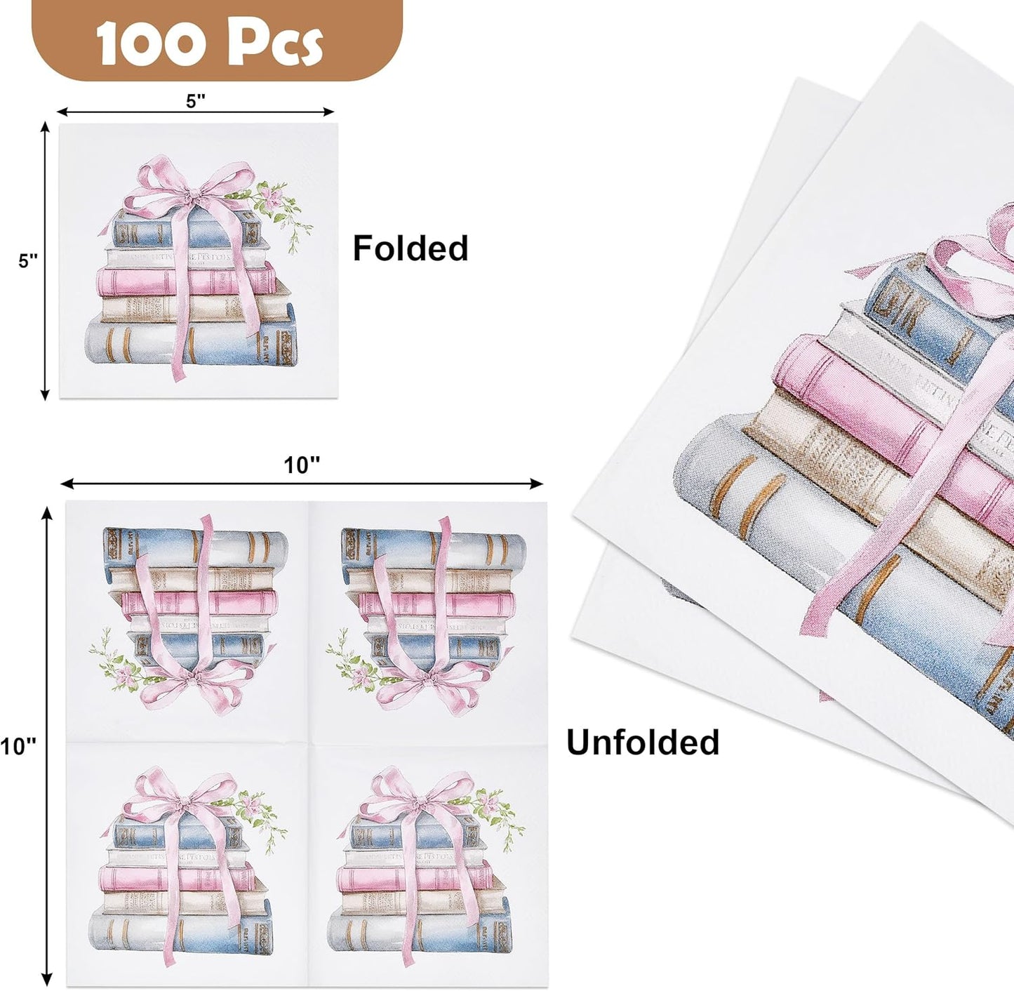 Servilletas de papel para libro club té fiesta literaria 100 unidades