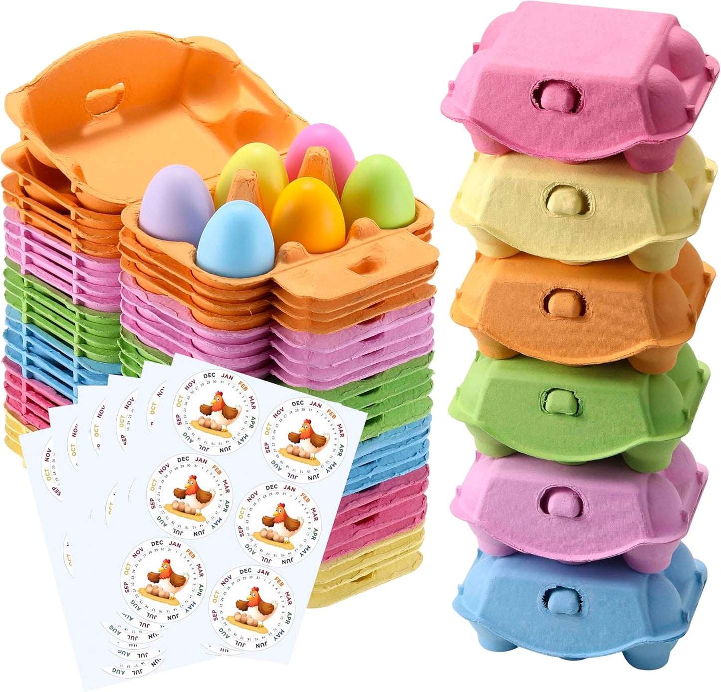 60 Cajas Huevos Media Docena Contenedor Colorido Regalo