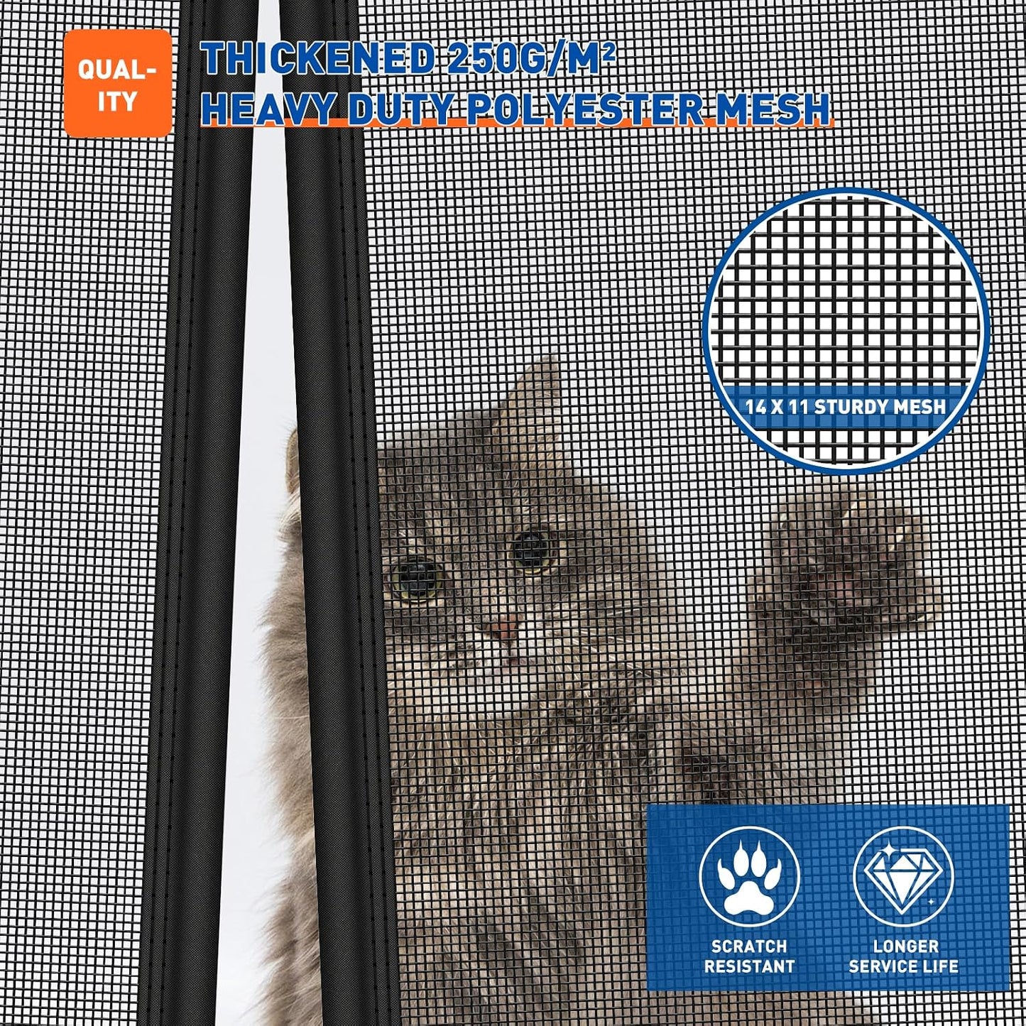 Malla magnética puerta mascotas 60x80pulg resistente gatos