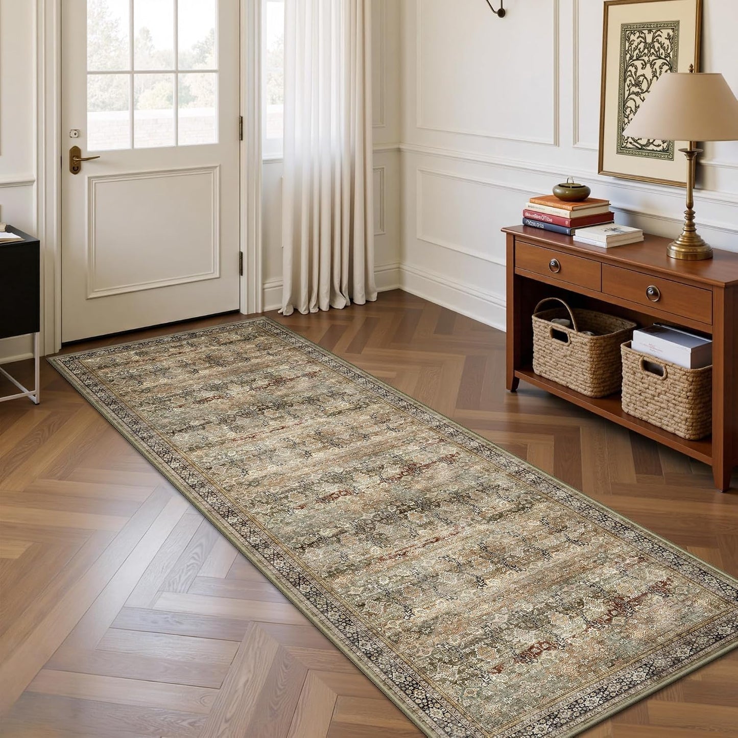 Alfombra pasillo 2x6 lavable antideslizante suave bohemia