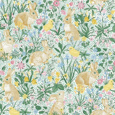 Papel tapiz conejo vintage brillante colorido cajones guardería