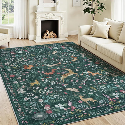 Alfombras área 6x9ft sala estampado floral animales antideslizante
