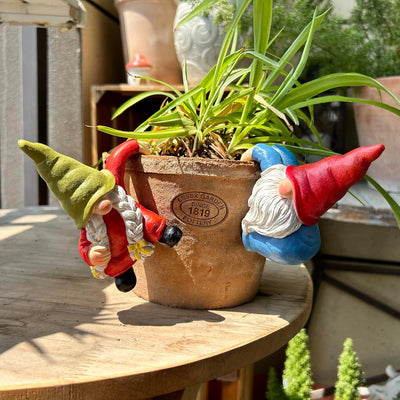 Figuras gnomo resina para colgar jardín decoración 2uds