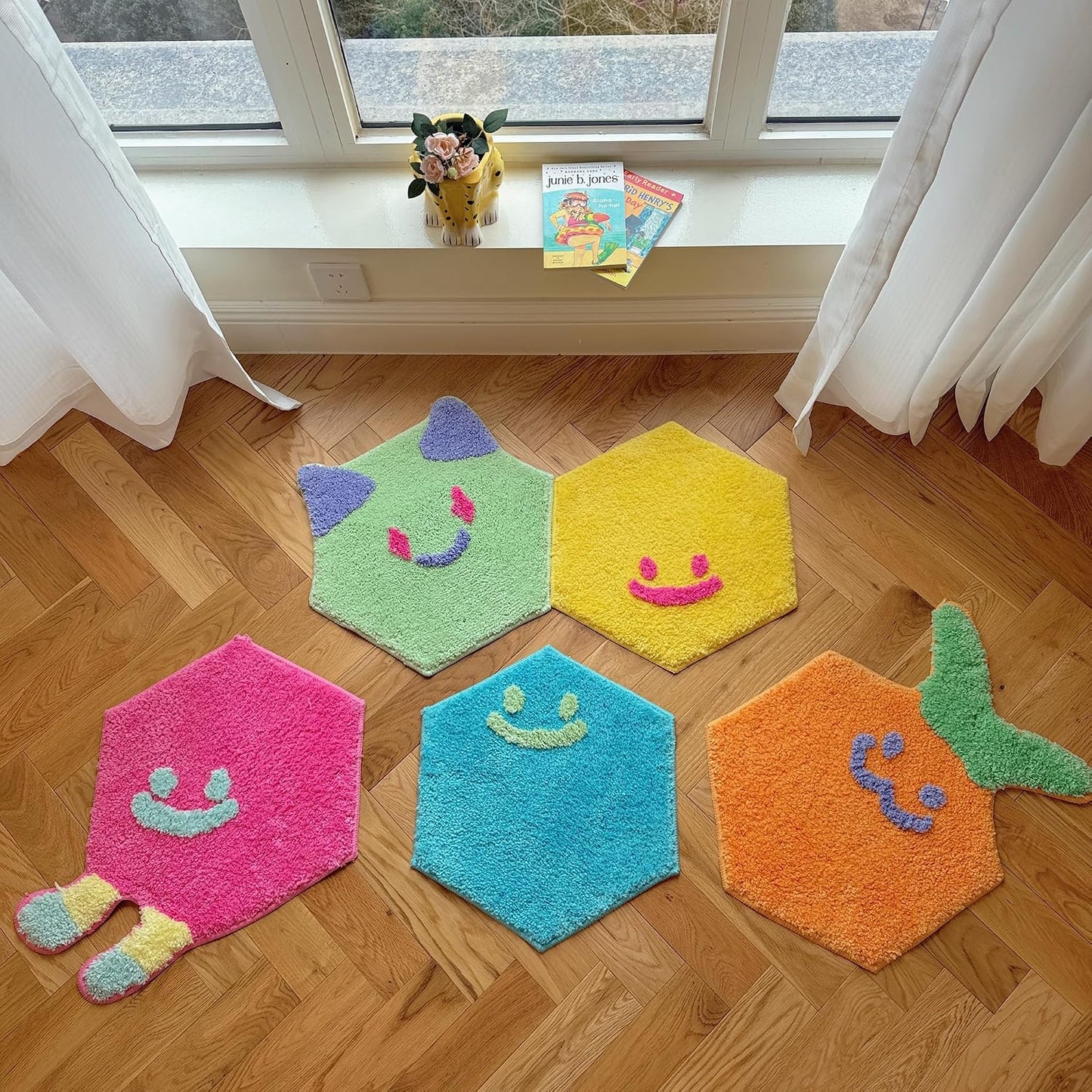 Tapete creativo lavable con respaldo antideslizante 5 azulejos