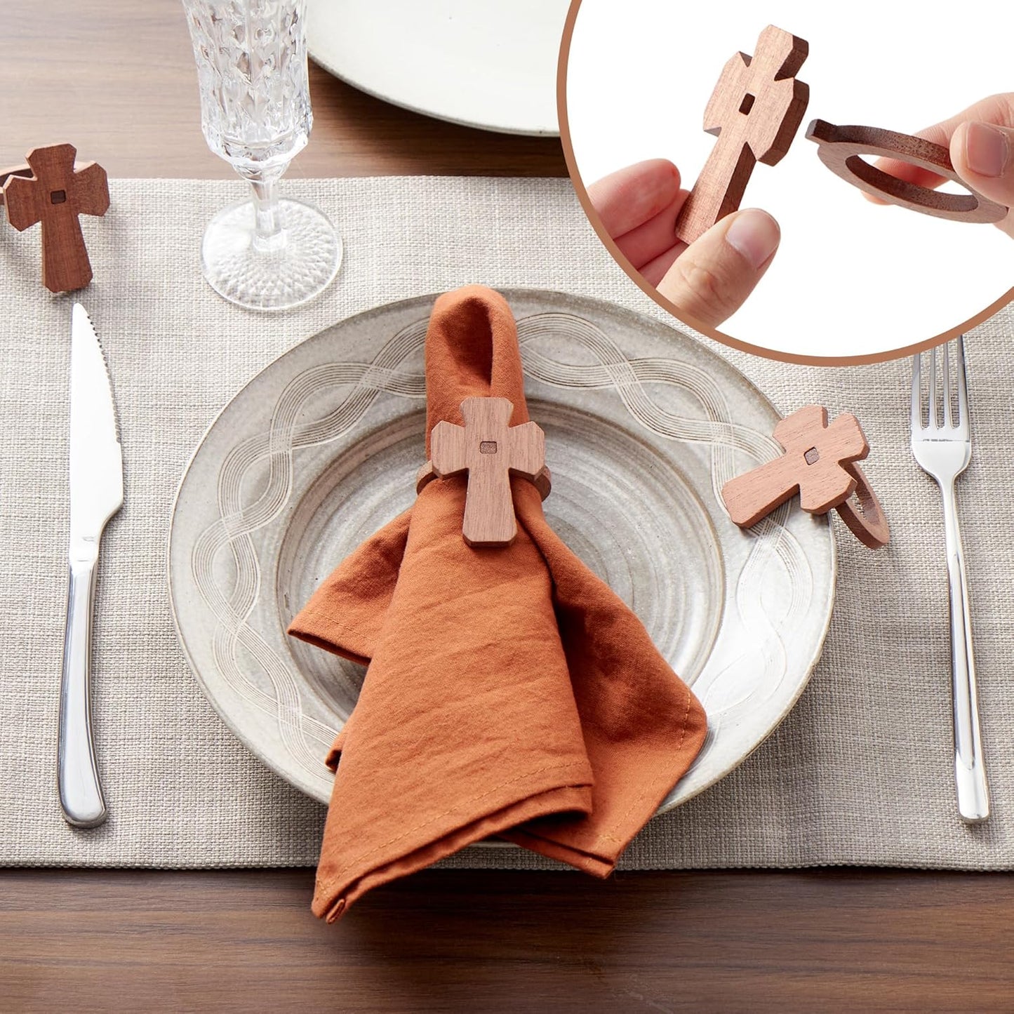 Set 12 servilleteros de madera Pascua primavera decoración mesa