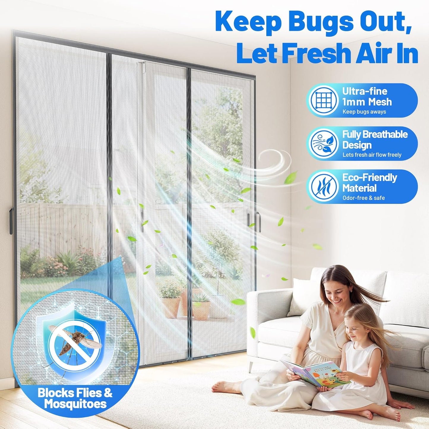 Malla magnética puerta 100 imanes antiinsectos