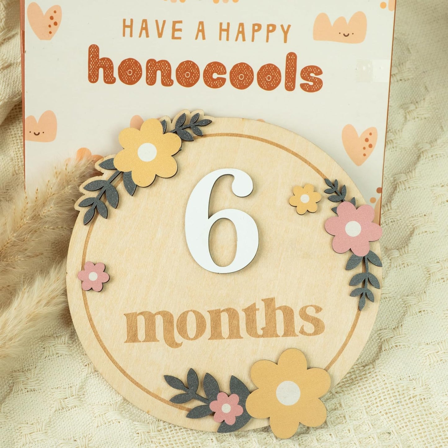Tarjetas hitos mensuales madera para bebé